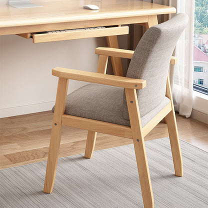 Modern Minimalist Solid Wood Fabric Rectangular Dining Chair With Backrest Armrests For Dining Room