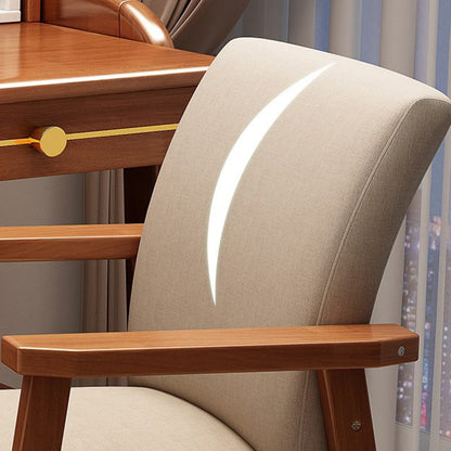 Modern Minimalist Solid Wood Fabric Rectangular Dining Chair With Backrest Armrests For Dining Room