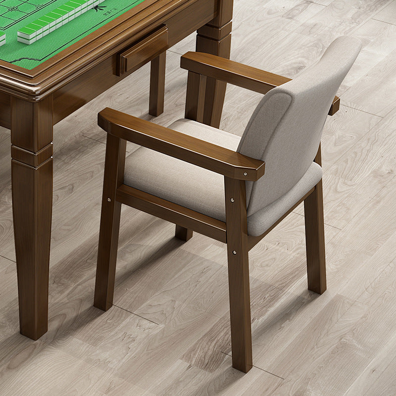 Modern Minimalist Solid Wood Fabric Rectangular Dining Chair With Backrest Armrests For Dining Room