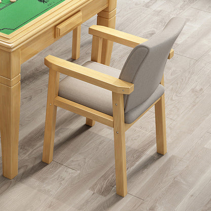 Modern Minimalist Solid Wood Fabric Rectangular Dining Chair With Backrest Armrests For Dining Room