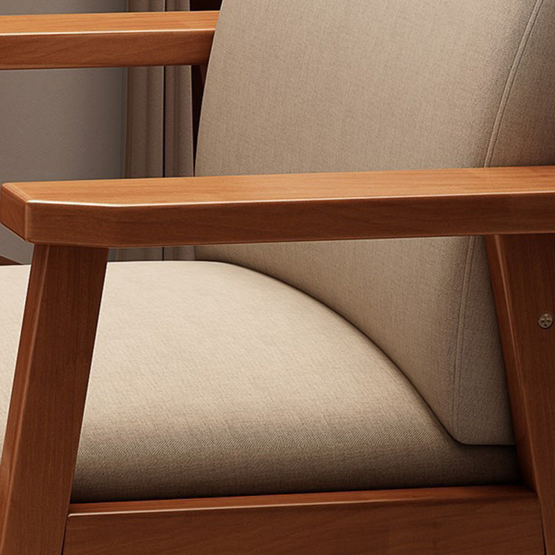 Modern Minimalist Solid Wood Fabric Rectangular Dining Chair With Backrest Armrests For Dining Room