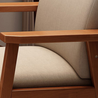 Modern Minimalist Solid Wood Fabric Rectangular Dining Chair With Backrest Armrests For Dining Room