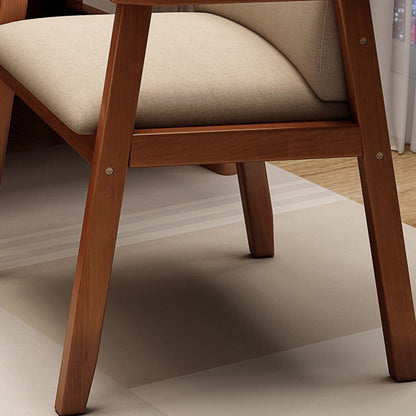 Modern Minimalist Solid Wood Fabric Rectangular Dining Chair With Backrest Armrests For Dining Room