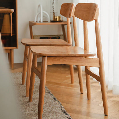 Traditional Japanese Cherry Wood Curved Square Dining Chair With Backrest For Dining Room