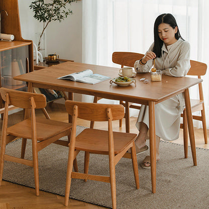 Traditional Japanese Cherry Wood Curved Square Dining Chair With Backrest For Dining Room