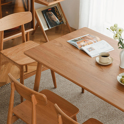 Traditional Japanese Cherry Wood Curved Square Dining Chair With Backrest For Dining Room