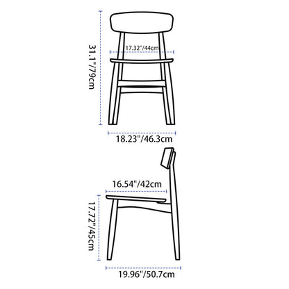 Traditional Japanese Cherry Wood Curved Square Dining Chair With Backrest For Dining Room