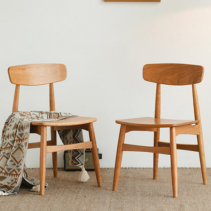 Traditional Japanese Cherry Wood Curved Square Dining Chair With Backrest For Dining Room