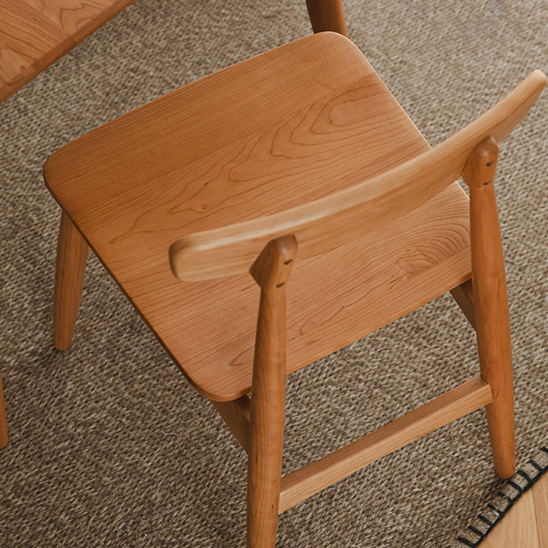 Traditional Japanese Cherry Wood Curved Square Dining Chair With Backrest For Dining Room