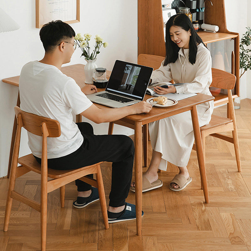 Traditional Japanese Cherry Wood Curved Square Dining Chair With Backrest For Dining Room