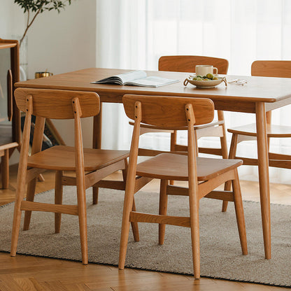 Traditional Japanese Cherry Wood Curved Square Dining Chair With Backrest For Dining Room