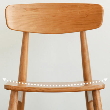 Traditional Japanese Cherry Wood Curved Square Dining Chair With Backrest For Dining Room