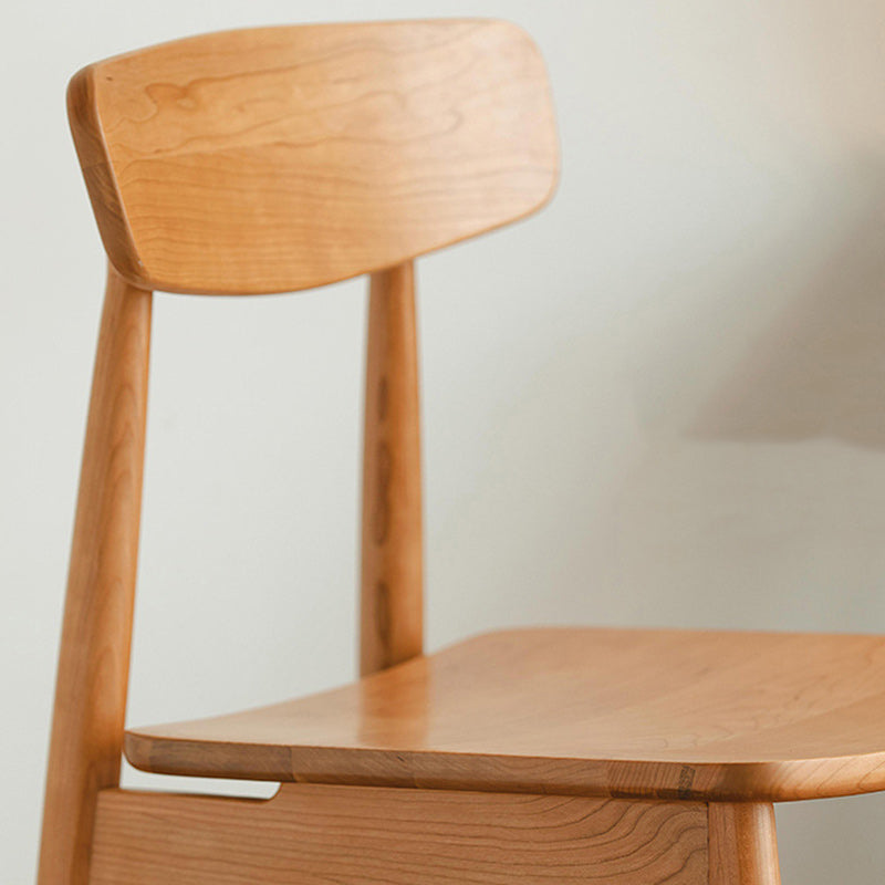 Traditional Japanese Cherry Wood Curved Square Dining Chair With Backrest For Dining Room