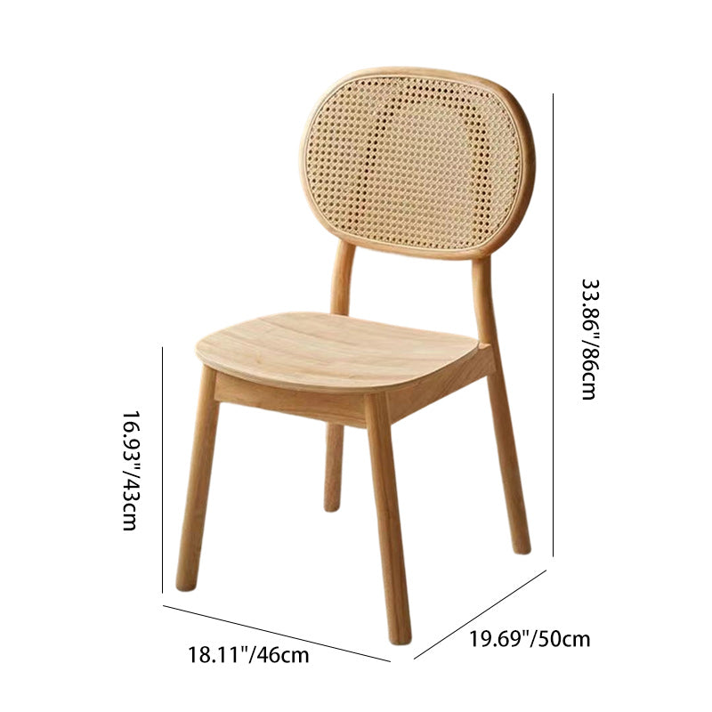 Traditional Chinese Solid Wood Oval Curved Dining Chair With Backrest For Dining Room