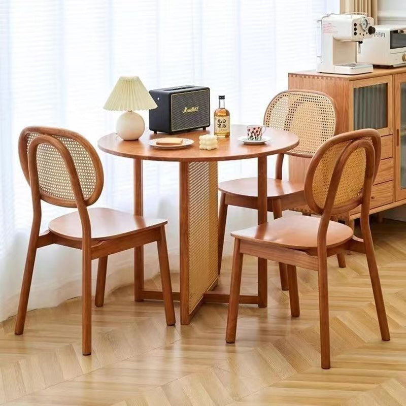 Traditional Chinese Solid Wood Oval Curved Dining Chair With Backrest For Dining Room