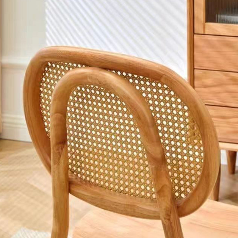 Traditional Chinese Solid Wood Oval Curved Dining Chair With Backrest For Dining Room