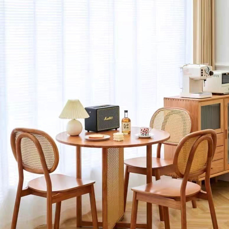 Traditional Chinese Solid Wood Oval Curved Dining Chair With Backrest For Dining Room