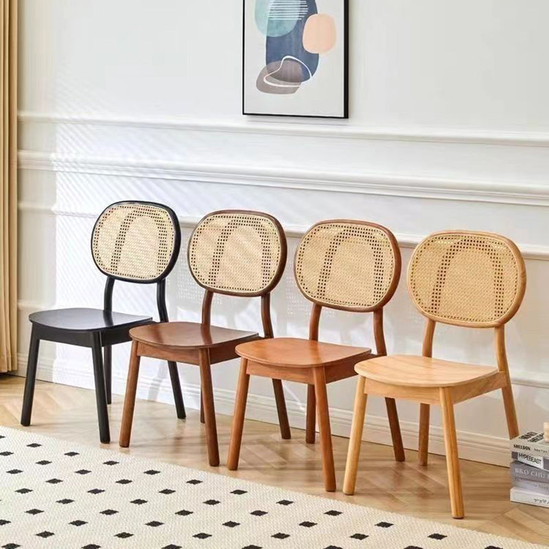 Traditional Chinese Solid Wood Oval Curved Dining Chair With Backrest For Dining Room