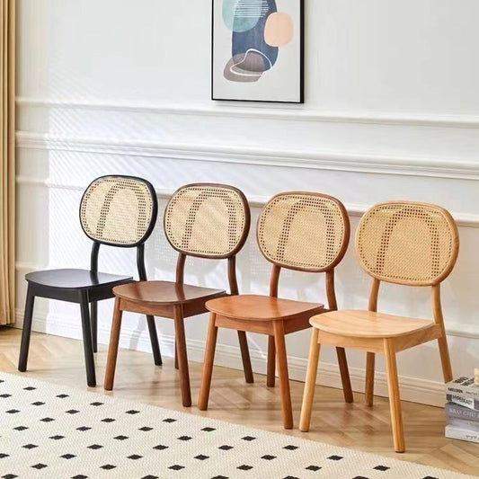 Traditional Chinese Solid Wood Oval Curved Dining Chair With Backrest For Dining Room