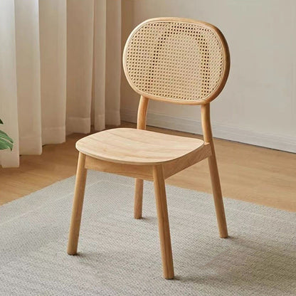 Traditional Chinese Solid Wood Oval Curved Dining Chair With Backrest For Dining Room