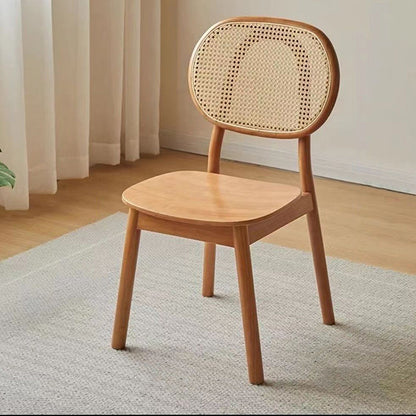 Traditional Chinese Solid Wood Oval Curved Dining Chair With Backrest For Dining Room