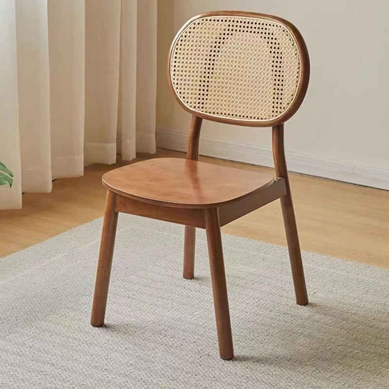 Traditional Chinese Solid Wood Oval Curved Dining Chair With Backrest For Dining Room