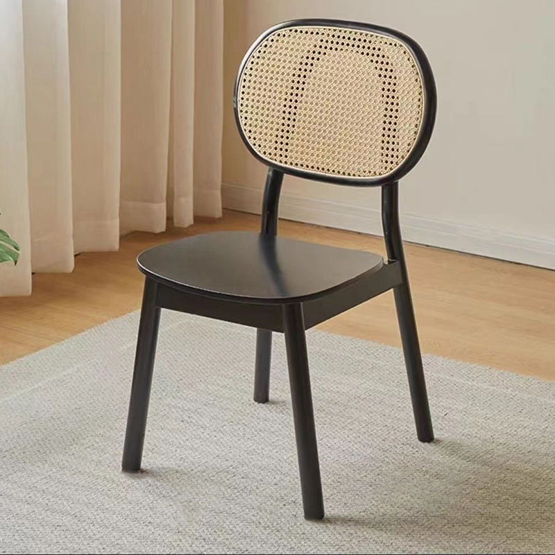 Traditional Chinese Solid Wood Oval Curved Dining Chair With Backrest For Dining Room