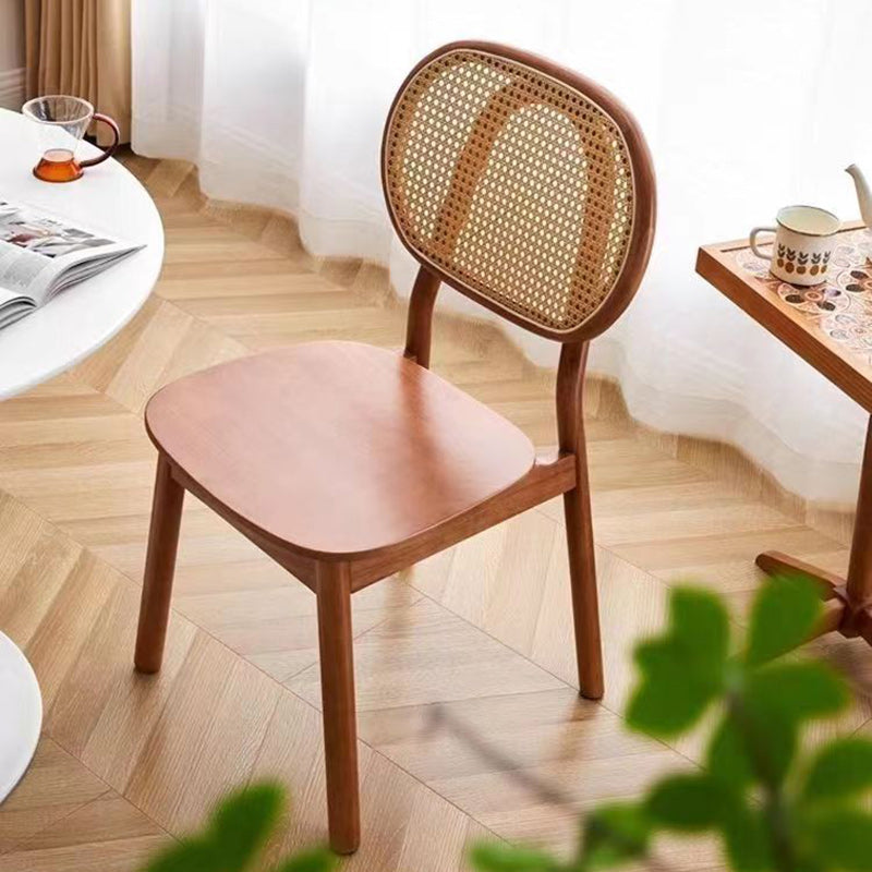 Traditional Chinese Solid Wood Oval Curved Dining Chair With Backrest For Dining Room