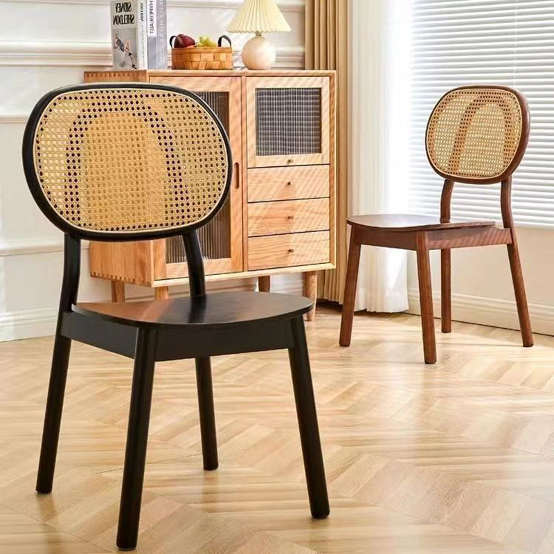 Traditional Chinese Solid Wood Oval Curved Dining Chair With Backrest For Dining Room