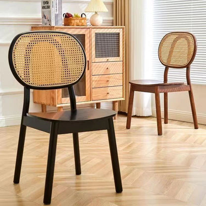 Traditional Chinese Solid Wood Oval Curved Dining Chair With Backrest For Dining Room