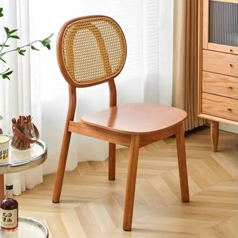 Traditional Chinese Solid Wood Oval Curved Dining Chair With Backrest For Dining Room