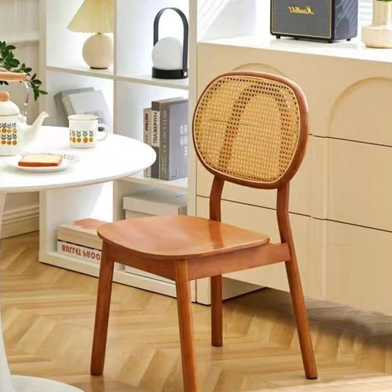 Traditional Chinese Solid Wood Oval Curved Dining Chair With Backrest For Dining Room