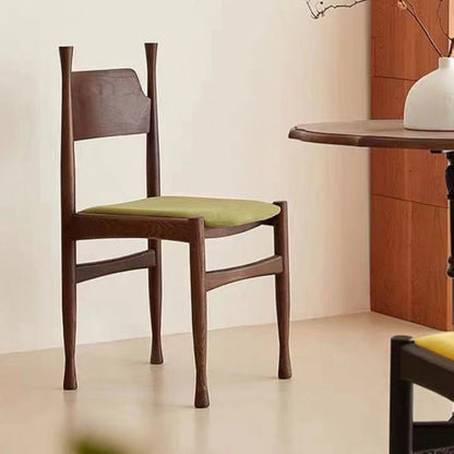 Traditional Chinese Lambswool Solid Wood Cylindrical Square Dining Chair With Backrest For Dining Room