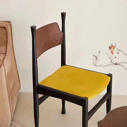 Traditional Chinese Lambswool Solid Wood Cylindrical Square Dining Chair With Backrest For Dining Room