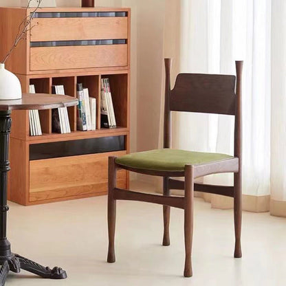 Traditional Chinese Lambswool Solid Wood Cylindrical Square Dining Chair With Backrest For Dining Room