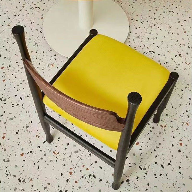 Traditional Chinese Lambswool Solid Wood Cylindrical Square Dining Chair With Backrest For Dining Room