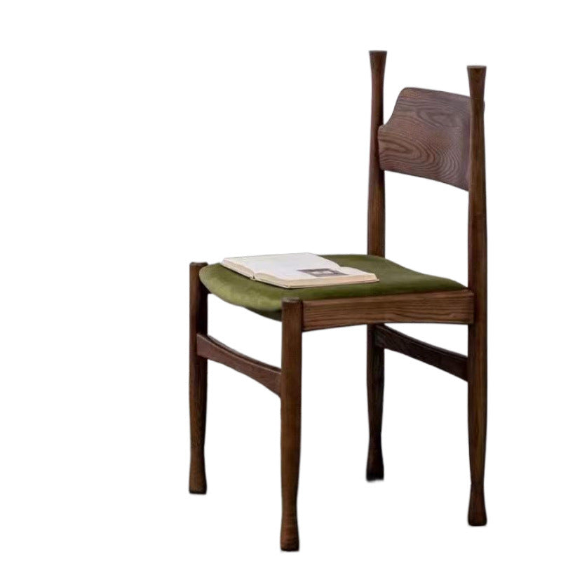 Traditional Chinese Lambswool Solid Wood Cylindrical Square Dining Chair With Backrest For Dining Room