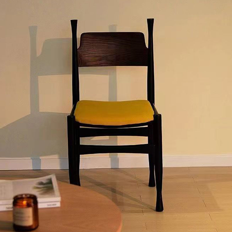 Traditional Chinese Lambswool Solid Wood Cylindrical Square Dining Chair With Backrest For Dining Room