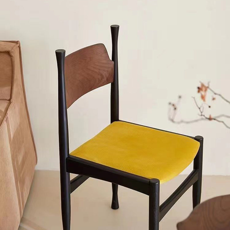 Traditional Chinese Lambswool Solid Wood Cylindrical Square Dining Chair With Backrest For Dining Room