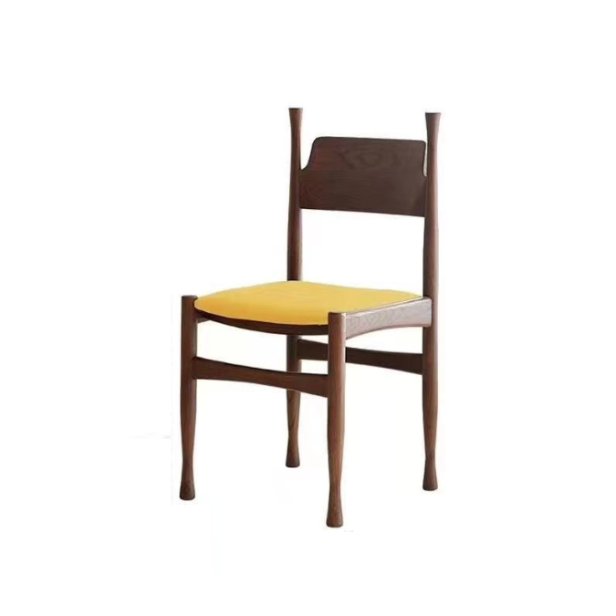 Traditional Chinese Lambswool Solid Wood Cylindrical Square Dining Chair With Backrest For Dining Room