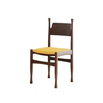 Traditional Chinese Lambswool Solid Wood Cylindrical Square Dining Chair With Backrest For Dining Room