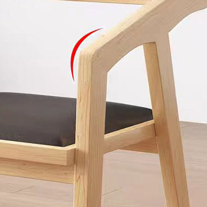 Contemporary Scandinavian Solid Wood Faux Oil-Wax Leather Trapezoid Dining Chair With Armrest Backrest For Dining Room