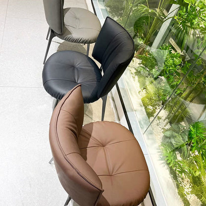 Modern Minimalist Microfiber Leather Metal Curved Square Dining Chair With Backrest For Dining Room
