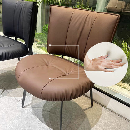 Modern Minimalist Microfiber Leather Metal Curved Square Dining Chair With Backrest For Dining Room