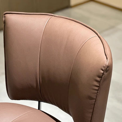 Modern Minimalist Microfiber Leather Metal Curved Square Dining Chair With Backrest For Dining Room