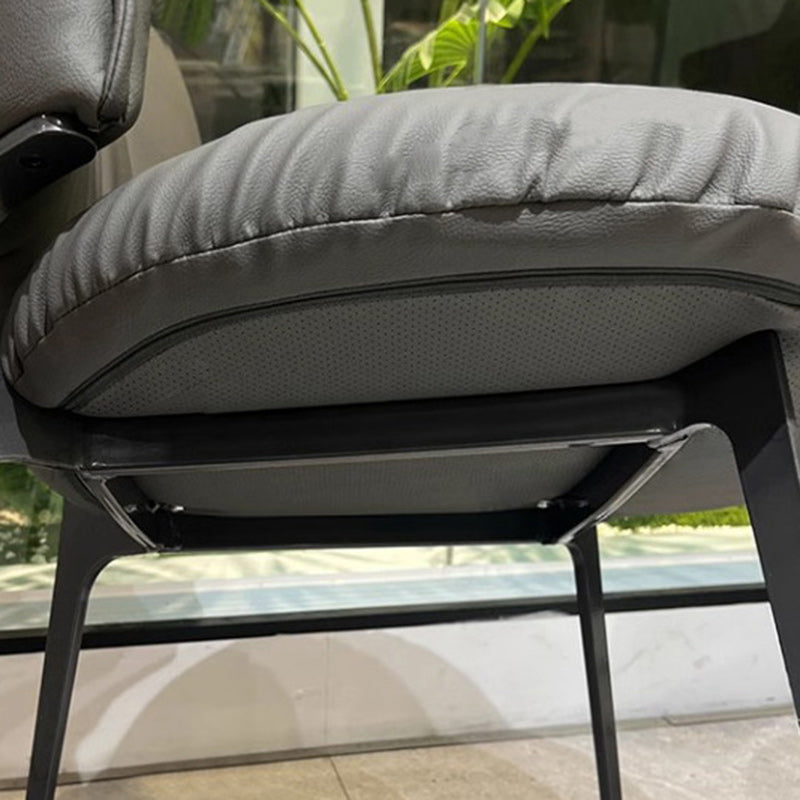 Modern Minimalist Microfiber Leather Metal Curved Square Dining Chair With Backrest For Dining Room