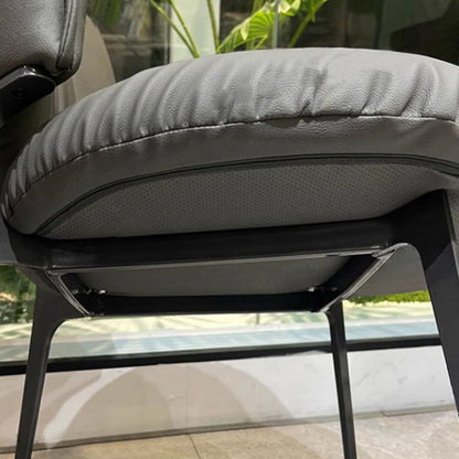 Modern Minimalist Microfiber Leather Metal Curved Square Dining Chair With Backrest For Dining Room