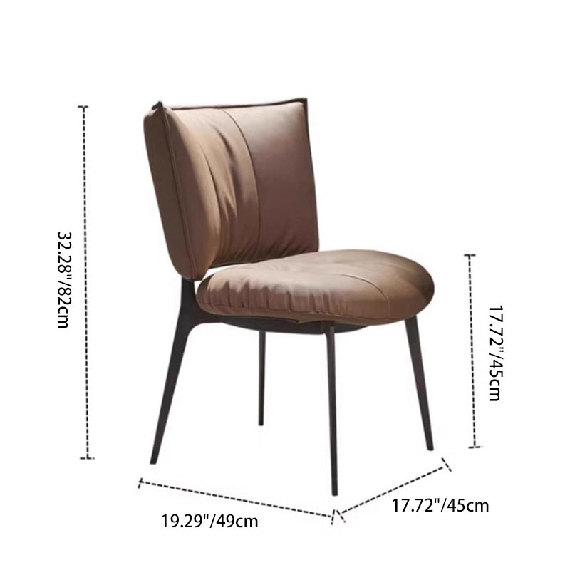 Modern Minimalist Microfiber Leather Metal Curved Square Dining Chair With Backrest For Dining Room