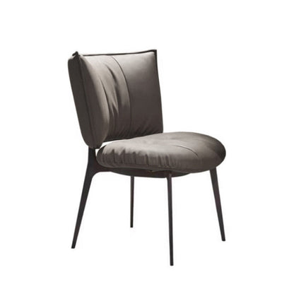 Modern Minimalist Microfiber Leather Metal Curved Square Dining Chair With Backrest For Dining Room