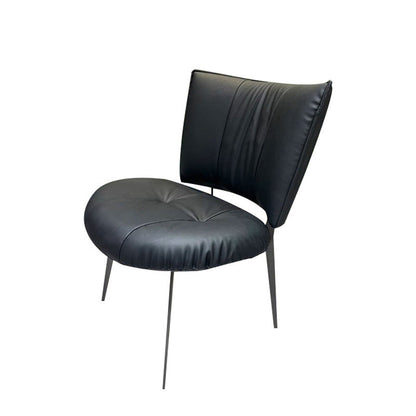 Modern Minimalist Microfiber Leather Metal Curved Square Dining Chair With Backrest For Dining Room